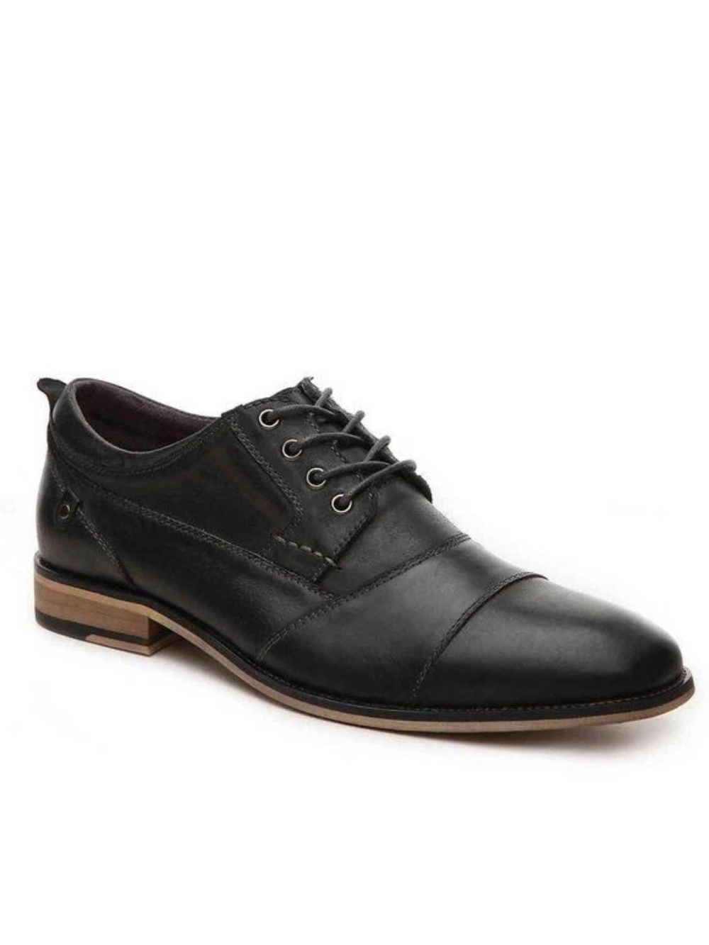 Steve Madden Men's Kesslo Leather Cap Toe Business Dress Black Oxford